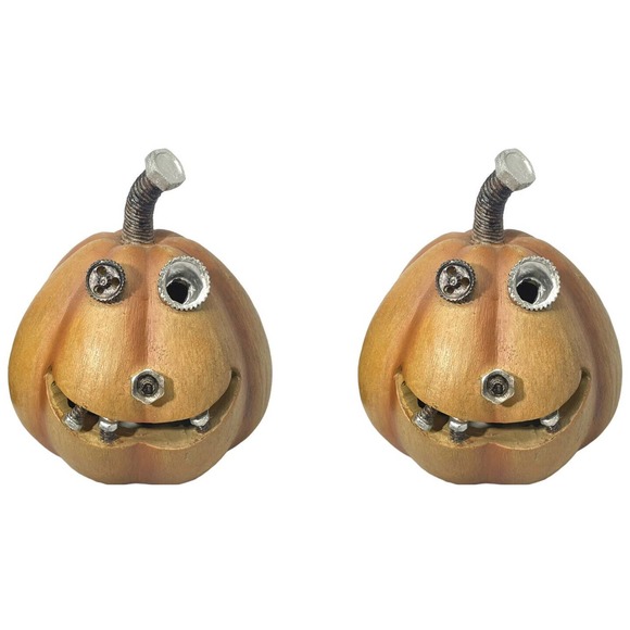 Halloween NEW Nuts & Bolts LED Set Of 2 Light Up Jack ‘o Lantern Holiday Decor - Picture 2 of 10